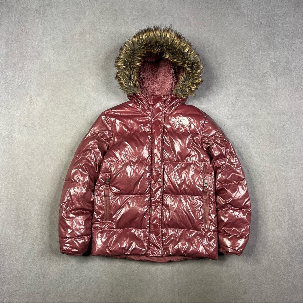 The North Face Kids Glossy Burgundy Puffer Jacket